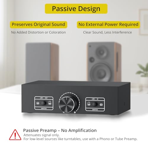 PROZOR 2-IN-2-OUT XLR Balanced/RCA Converter Audio Selector Splitter | Passive Switch Box with Volume Control - Image 2