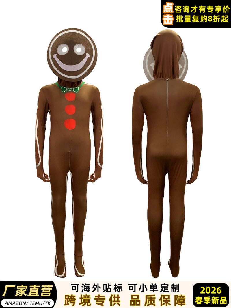 Christmas Cosplay Tight-Fitting Jumpsuit Role-Playing Costume Gingerbread Man Stage Performance - Image 2