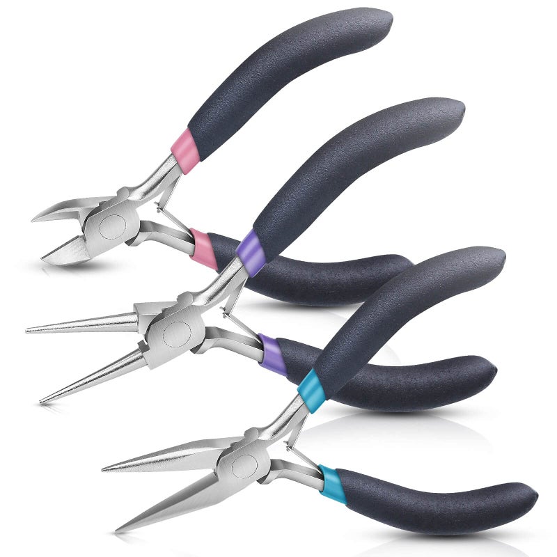 PAXCOO Jewelry Pliers Set, Paxcoo 3Pcs Jewelry Making Tools Kit includes Needle Nose Pliers, Round Wire Cutters for Supplies, Wrapping, DIY Crafts, Beading - Image 1