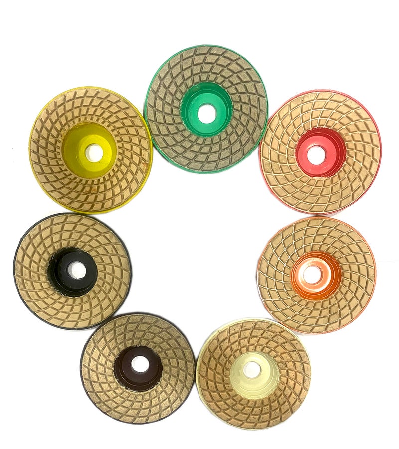 Jon Bhandari Tools 7pc 4" inch 100mm Diamond Ceramic Polishing Pad Set for Grinding and Finishing of Granite, Marble, Glass, Concrete and Other Natural Stone (Grit 0 to 6) - Image 5