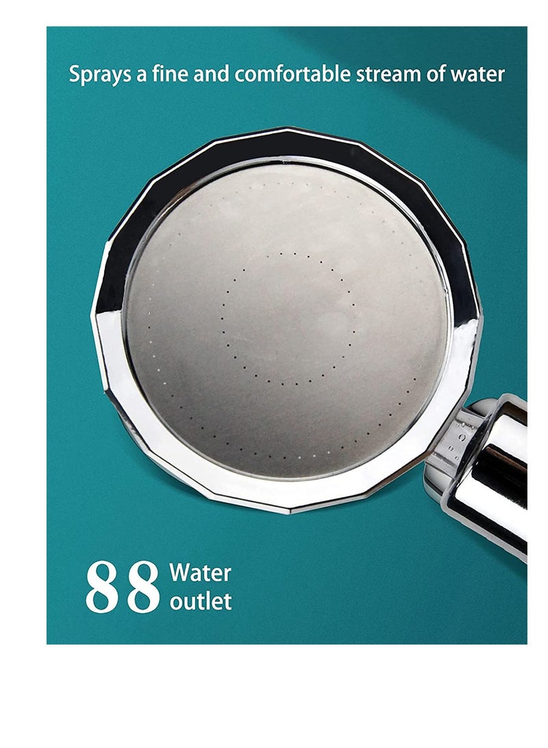 Excefore High Pressure Water Saving Shower，High-pressure shower head with filter and pause switch， Easy Install Handheld Turbocharged Shower Head 360 Degrees Rotating (Gold) - Image 2