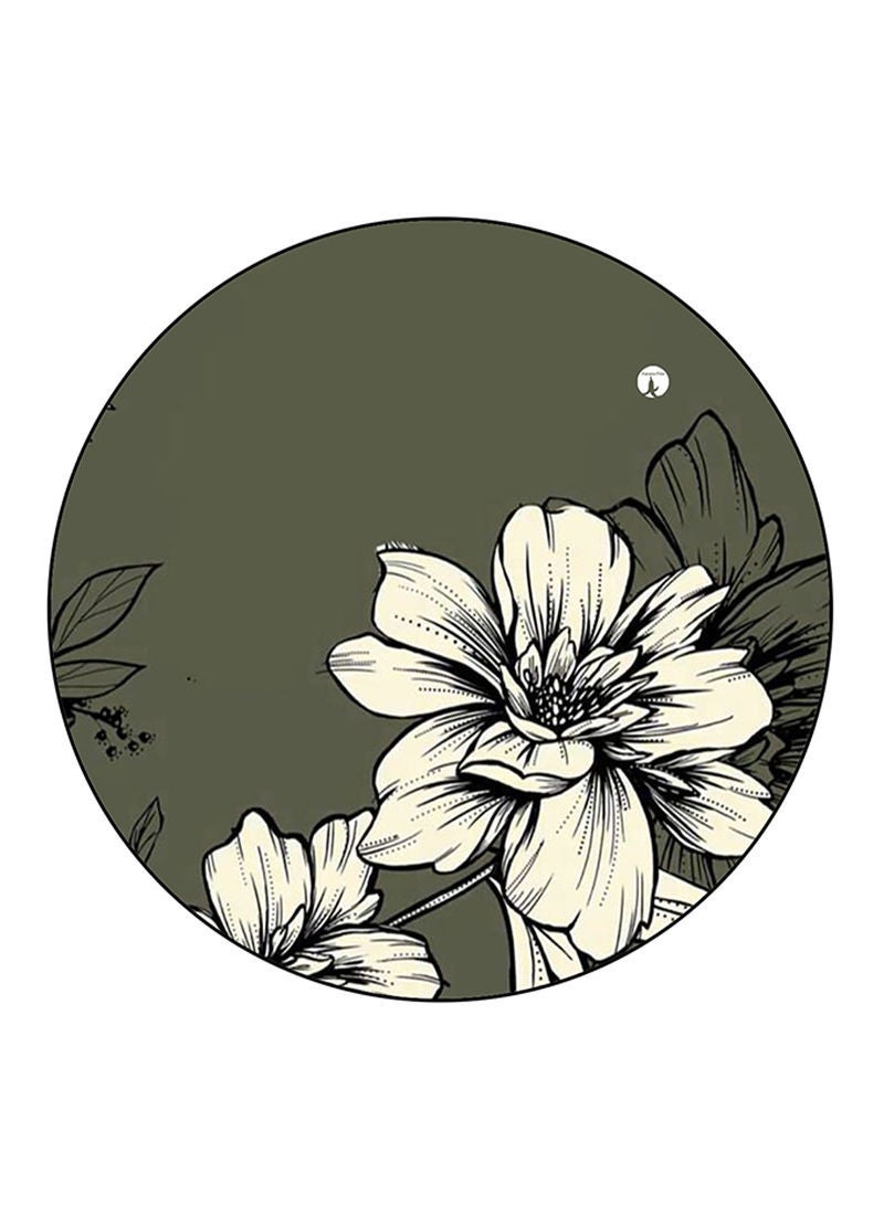 RKN Flowers Printed Mouse Pad  Round  Multicolour