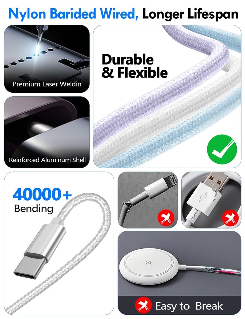 xiwxi Travel Essentials for Apple Watch Charger,iPhone Charger,3 in 2 Type C/L/Magnetic Fast Charging Cable,Multi Charging Cable Portable Designed for iWatch Series,iPhone 17-11,Galaxy S26-S21,Car-5FT - Image 3