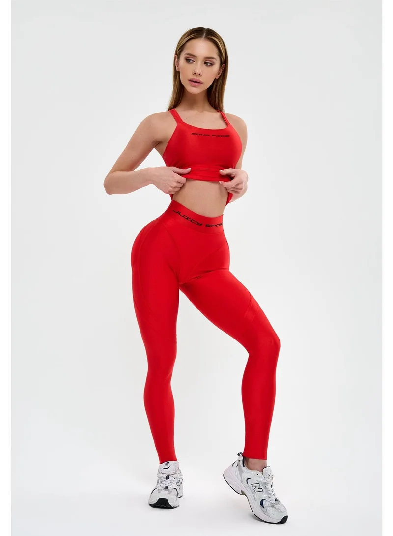 Bona Fide Extra Push-Up "Juicy Red" Extra Juicy High Waist Gym Leggings for Women | Best Price UAE
