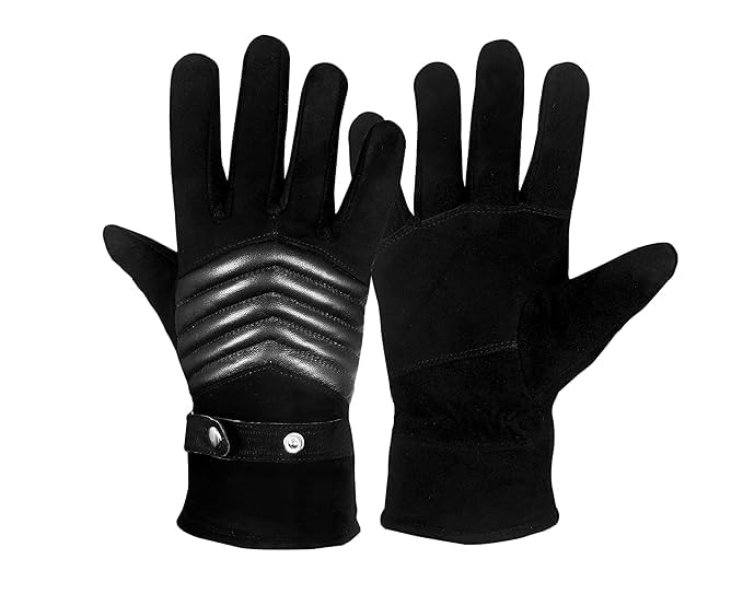 WILDSTICH Full Finger Solid Premium Leather Gloves for Winter and Hand Protective Bike Riding Leather Gloves for Men and Women - Image 1