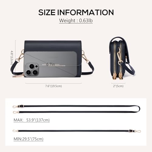 Roulens Small Crossbody Shoulder Bag for Women,Cellphone Bags Card Holder Wallet Purse and Handbags, A-black, Ｓ - Image 5