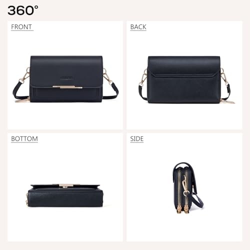 Roulens Small Crossbody Shoulder Bag for Women,Cellphone Bags Card Holder Wallet Purse and Handbags, A-black, Ｓ - Image 4