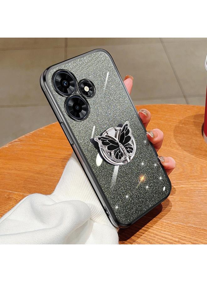 اس-توب جراب لهاتف Infinix Hot 30، جراب هاتف TPU بحامل على شكل فراشة بلون متدرج لامع - Image 1