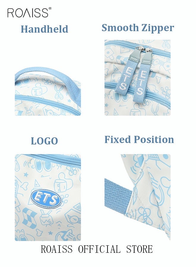 roaiss Large Capacity Backpack 14 Inch Laptop Bag  Wide and Thickened Shoulder Straps Waterproof and Wear Resistant Scientific Storage Simple Style Short Distance Travel Bag Student Backpack  - Image 5