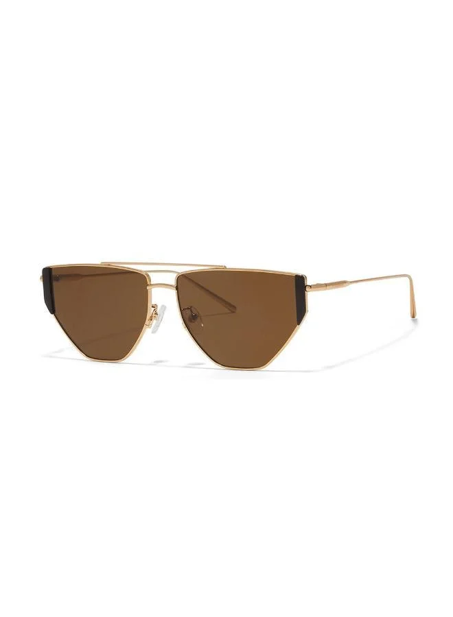 30Sundays Gardena,Unisex Sunglasses, Aviator Sunglasses, UV Protection: UV400 (Gold,Brown)