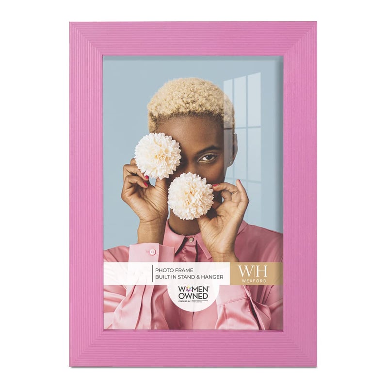 Renditions Gallery 5x7 inch Picture Frame Modern Style Wood Pattern and High Definition Glass Ready for Wall and Tabletop Photo Display  Pink Frame - Image 2