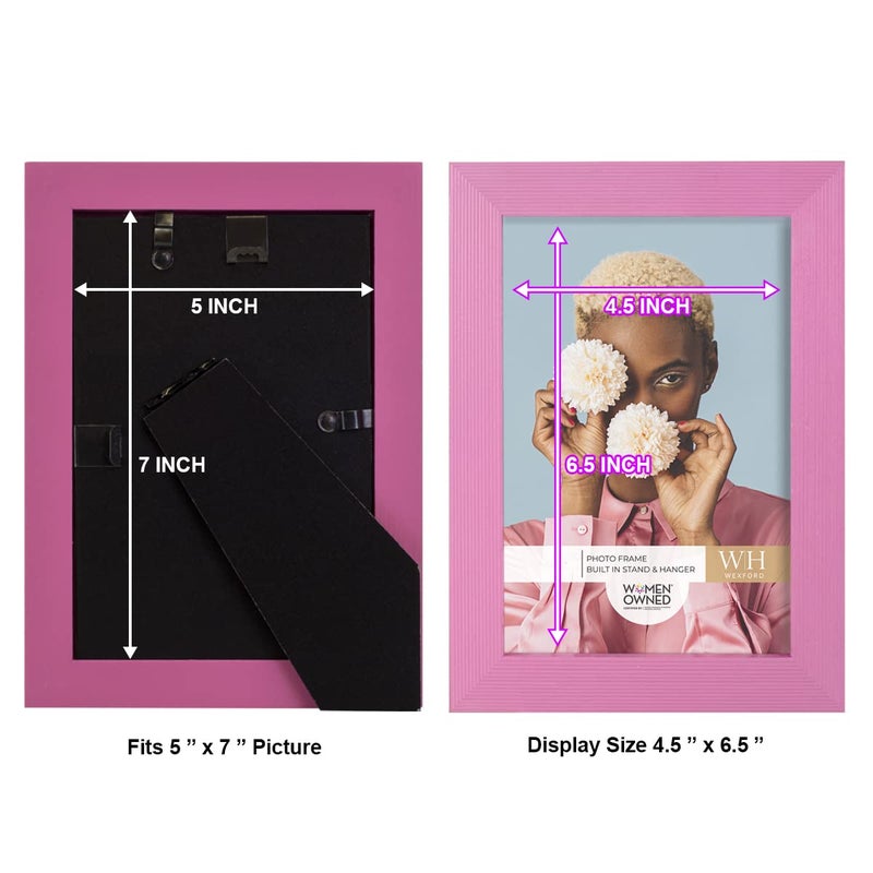 Renditions Gallery 5x7 inch Picture Frame Modern Style Wood Pattern and High Definition Glass Ready for Wall and Tabletop Photo Display  Pink Frame - Image 5
