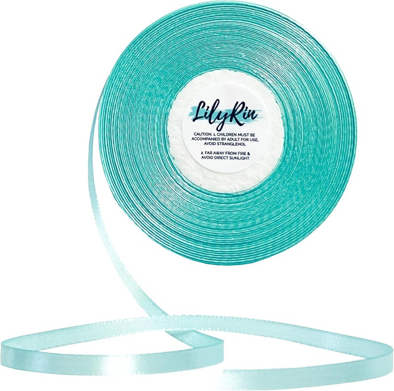 LilyRin Aqua Blue Ribbon 1/4 Inches 36 Yards Satin Roll Perfect for Wedding, Wreath, Baby Shower, Packing Birthday, Wrapping Christmas Gifts or Other Projects - Image 1