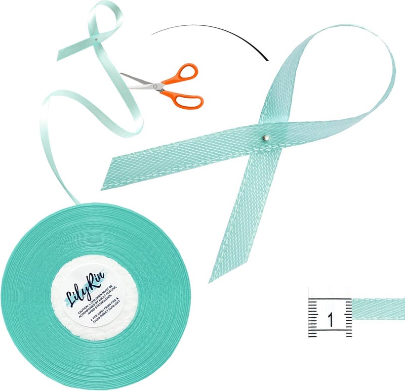 LilyRin Aqua Blue Ribbon 1/4 Inches 36 Yards Satin Roll Perfect for Wedding, Wreath, Baby Shower, Packing Birthday, Wrapping Christmas Gifts or Other Projects - Image 4