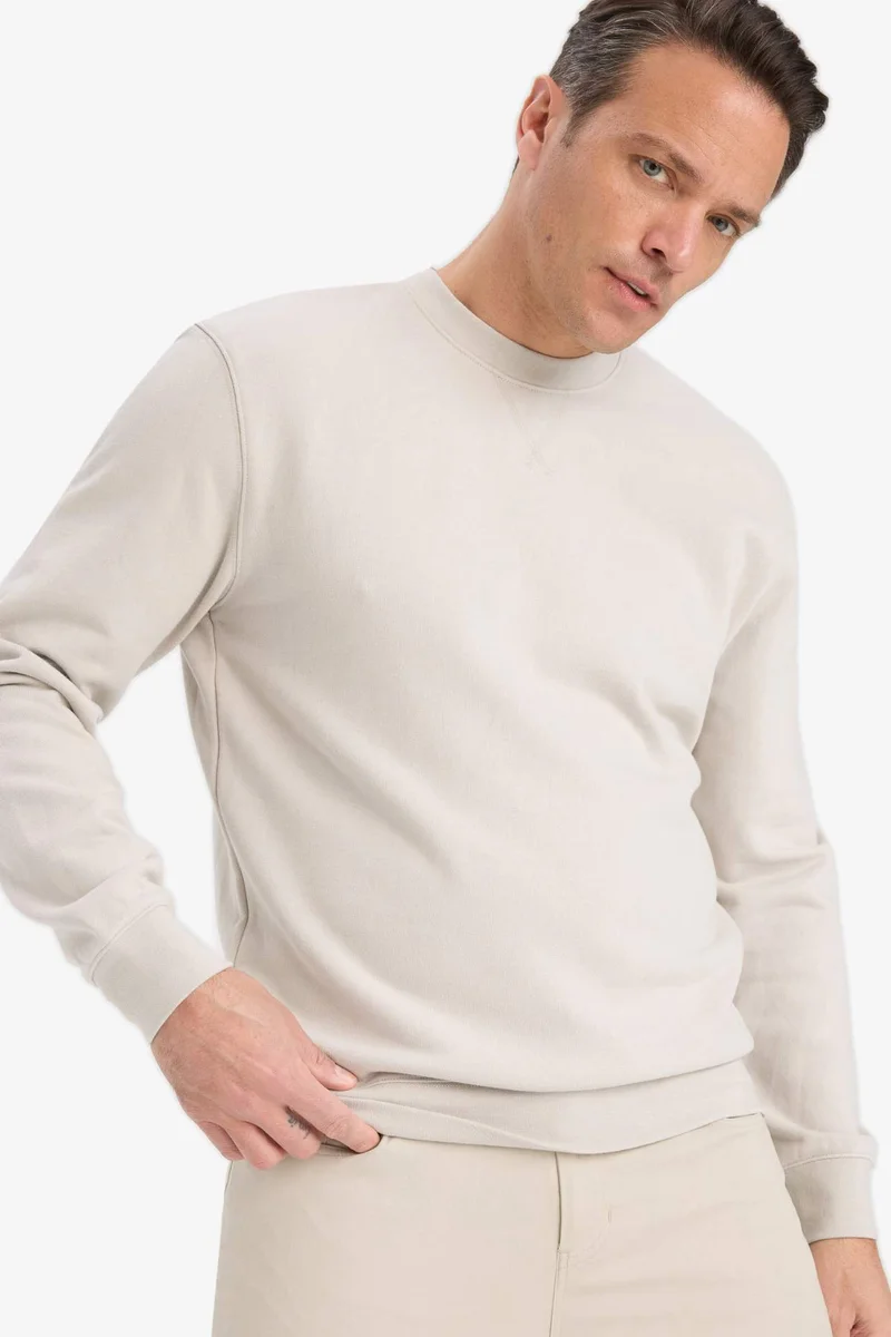 ديفاكتو Cotton Regular Fit Crew Neck Sweatshirt