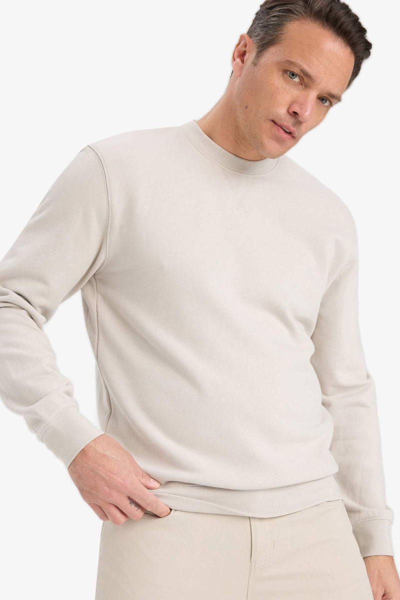 DeFacto Cotton Regular Fit Crew Neck Sweatshirt - Image 1