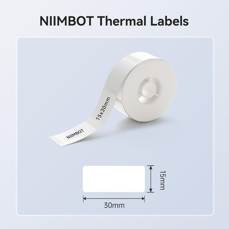 Thermal Label Maker Paper 15×30mm Stickers Waterproof Tear-Resistant Self-Adhesive Replacement for D11/D110 Label Printer Office&Home 195 Labels/Roll (White) - Image 2