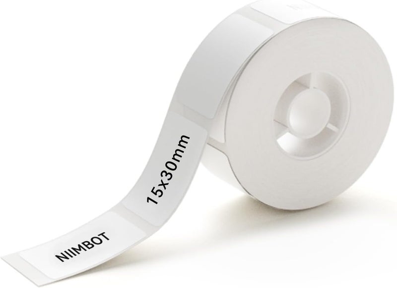 Thermal Label Maker Paper 15×30mm Stickers Waterproof Tear-Resistant Self-Adhesive Replacement for D11/D110 Label Printer Office&Home 195 Labels/Roll (White) - Image 1