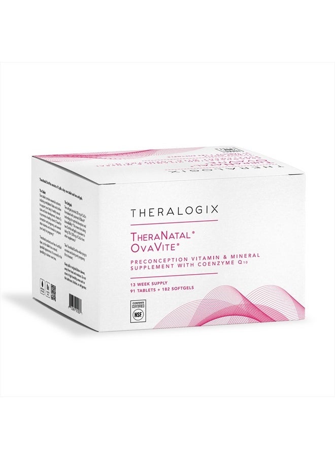Theralogix TheraNatal OvaVite Preconception Vitamins - 13-Week Supply - Prenatal Vitamins & Fertility Supplement for Women with CoQ10* - NSF Certified - 91 Tabs, 182 Softgels (91 Servings)  - Image 1