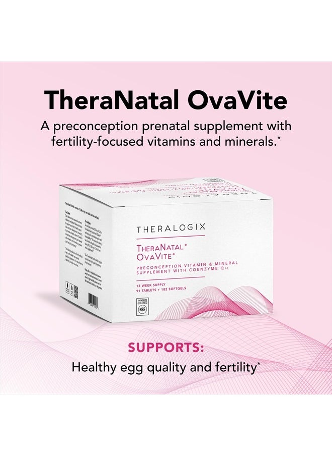 Theralogix TheraNatal OvaVite Preconception Vitamins - 13-Week Supply - Prenatal Vitamins & Fertility Supplement for Women with CoQ10* - NSF Certified - 91 Tabs, 182 Softgels (91 Servings)  - Image 2