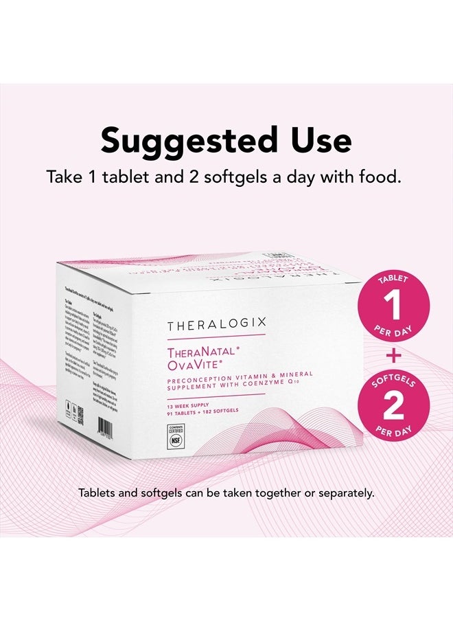 Theralogix TheraNatal OvaVite Preconception Vitamins - 13-Week Supply - Prenatal Vitamins & Fertility Supplement for Women with CoQ10* - NSF Certified - 91 Tabs, 182 Softgels (91 Servings)  - Image 4