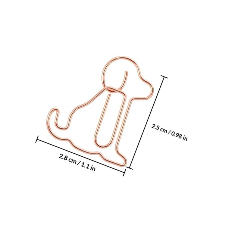 50 Pcs Rose Gold Dog Shaped Metal Paper Clips for School Office Student Organizer - Image 3