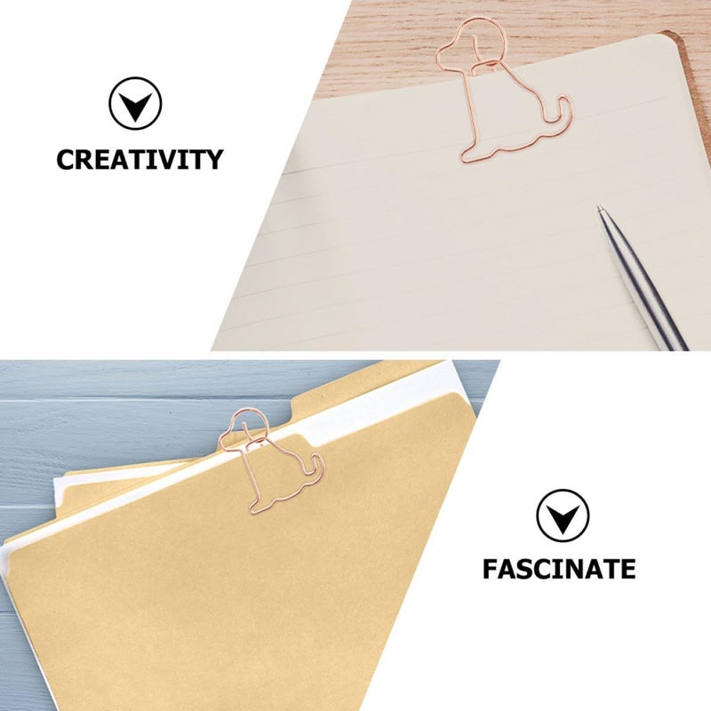 50 Pcs Rose Gold Dog Shaped Metal Paper Clips for School Office Student Organizer - Image 4