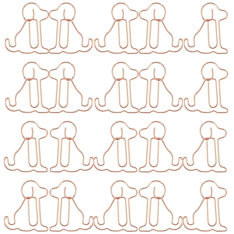 50 Pcs Rose Gold Dog Shaped Metal Paper Clips for School Office Student Organizer - Image 2