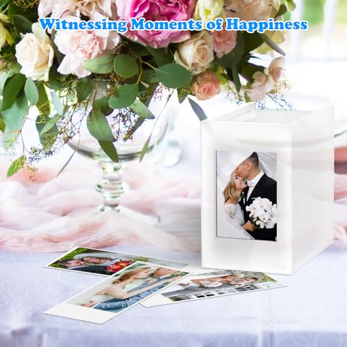 DARCKLE Acrylic Polaroid Picture Frame and Photo Storage Box With magnetic sliding cover for Instax Mini Polaroid Film, 2x3 Instax Frame, Rustic Wedding Guest Book Alternative for Reception (White, 1Pack) - Image 4