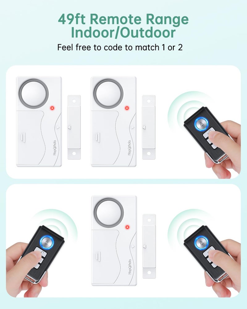 HAPYTHDA Door Alarm, Window Alarm Sensors, 2 Pack, Door Alarms for Kids Safety, Door Chimes When Door Opens, Magnetic Security Sensor - Image 5