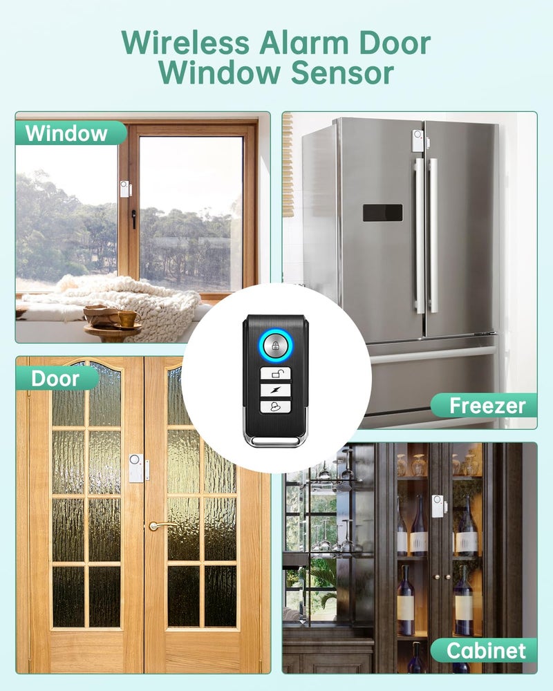 HAPYTHDA Door Alarm, Window Alarm Sensors, 2 Pack, Door Alarms for Kids Safety, Door Chimes When Door Opens, Magnetic Security Sensor - Image 4