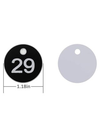 Plastic ID Number Tags, Engraved Tags Key Tags Without Key Rings for Locker Dorm Hotel Bar Restaurant Club Restaurant Table Numbers 1-50, Black - view 2