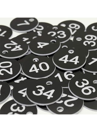 Plastic ID Number Tags, Engraved Tags Key Tags Without Key Rings for Locker Dorm Hotel Bar Restaurant Club Restaurant Table Numbers 1-50, Black - view 5