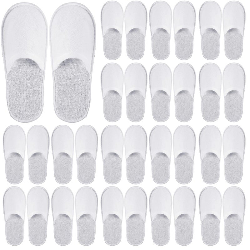 Hestya 36 Pairs Spa Disposable Shoes for Guests Disposable Hotel Slippers Made of Velvet Guest Slippers with Closed Toe White Guest Shoes for Women Girls Men Travel Party Home - Image 1
