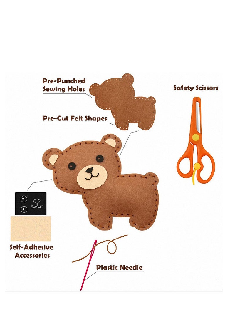 MIXDE - Craft Kit Woodland Animals Forest DIY Sewing Felt Plush Animals For Kids Sewing Set - Image 1