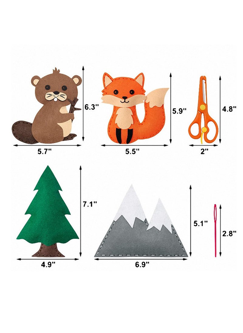 MIXDE - Craft Kit Woodland Animals Forest DIY Sewing Felt Plush Animals For Kids Sewing Set - Image 1