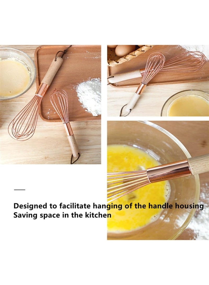Happy Home A luxurious manual egg whisk in a gold color, made of high-quality stainless steel, with a comfortable wooden handle that gives you perfect control while whisking. Ideal for whisking eggs, cream, sauces, and batters. 30 cm - Image 3