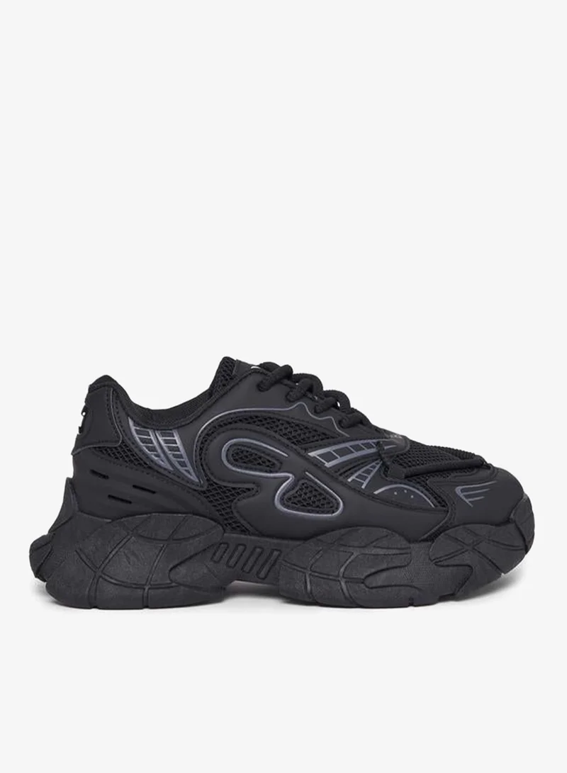 Styli Textured Pattern Lace Up Sneakers