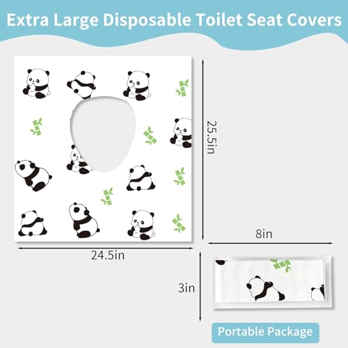 Caxlis 20 Pack Toilet Seat Covers Disposable, Waterproof, Ideal for Kids and Adults, Extra Large, Individually Wrapped, Toddlers Potty Training in Public Restrooms, Airplane, Trip - Panda Designs - Image 5