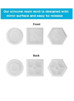 Y&D 5 Pack Coaster Resin Moulds, Transparent Silicone Mould Include Hexagon, Square, Round Shape Mould, Moulds Epoxy Kit for Casting, Making, DIY Craft  - Image 3