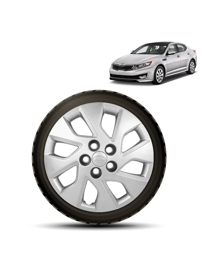 كيا طقم أغطية عجلات مقاس 16 بوصة طراز 1701 لسيارة كيا أوبتيما 2012-2015 - أغطية محاور مصنوعة من ألياف ABS متينة مع حلقة تثبيت آمنة، تصميم بإبزيم قابل للتعديل، مقاومة للتشقق والبهتان، سهلة التركيب بالكبس، تحمي الجنوط الفولاذية، طقم من 4 قطع. - Image 5