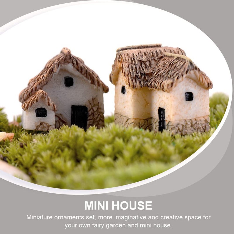 MHFOOU Miniature Fairy Garden Stone House - 12 Pieces Resin Moss Mini Cottage for Home Decoration & Outdoor Decor - Image 2