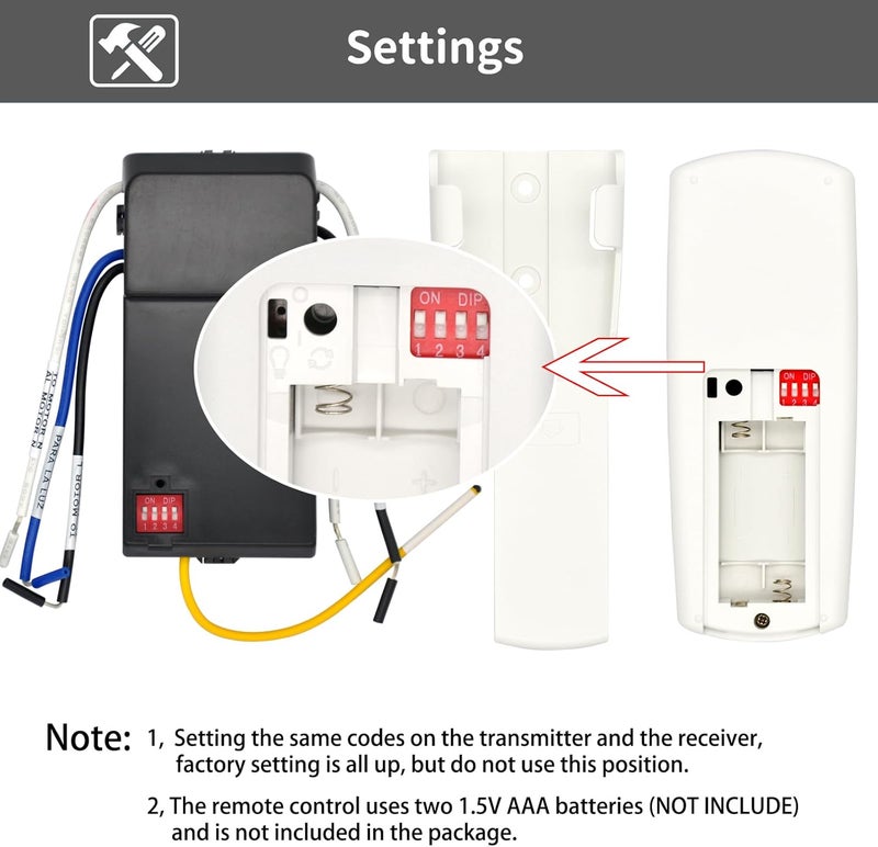 CENMING 63T Universal Ceiling Fan Remote Control Kit for Harbor Breeze Hunter Hampton Bay, 3-Speed Light Dimmer Timer, Suitable for 110V AC Ceiling Fan Light - Image 4