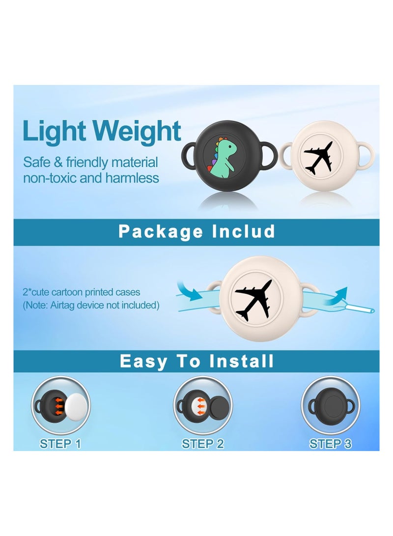 SYOSI 2 Pack for Airtag Holder for Kids with Waterproof Cover, Hidden Wear Resistant, Cute Cartoon Silicone Kids Airtag Holder, Air Tag Shoe, Hidden AirTag Tracker Cases for Shoes/Pets Collar/Keys - Image 2