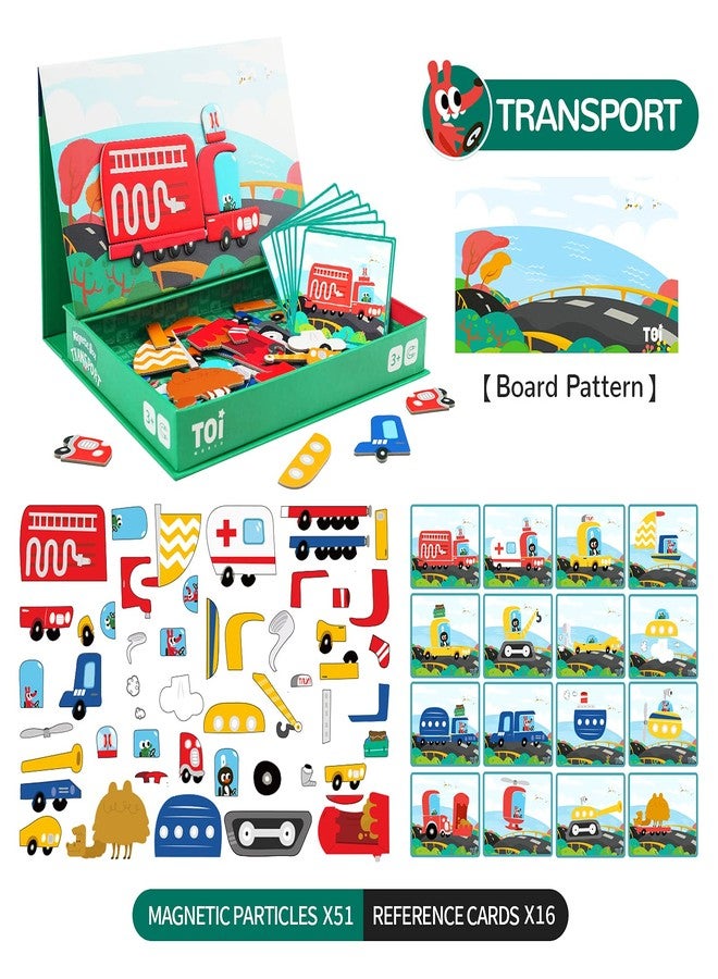 Toi Kids Magnet Toys Magnetic Jigsaw Puzzle Boxes with Game Board for Kids Ages 3-8, Portable Travel Game, Transport - Image 4