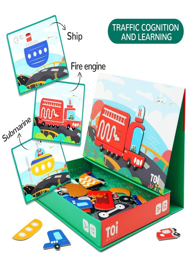 Toi Kids Magnet Toys Magnetic Jigsaw Puzzle Boxes with Game Board for Kids Ages 3-8, Portable Travel Game, Transport - Image 3
