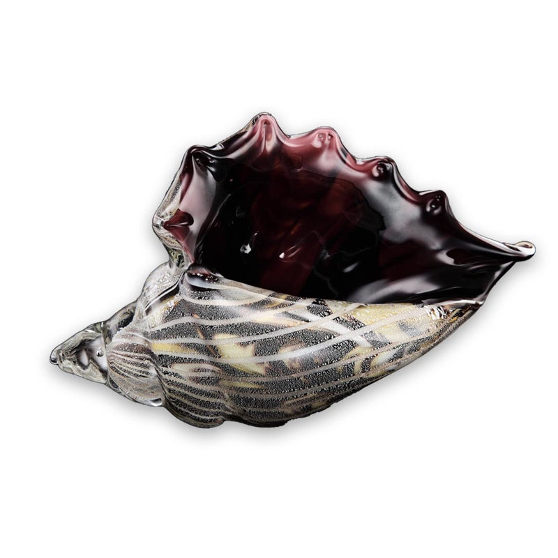 SPI Anecdotal Aardvark Art Glass Black & Clear Conch Shell - Image 5