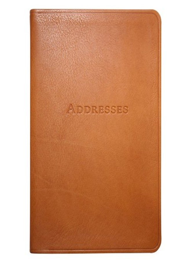 Graphic Image 7 Inch Leather Bound Desk Address Book, Genuine Calfskin Leather, 1,400 Entries, British Tan - Image 1