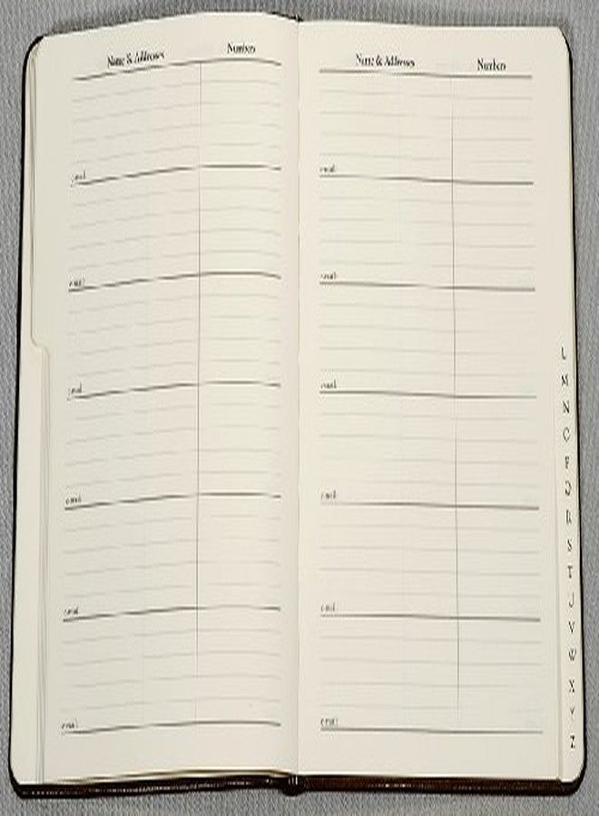 Graphic Image 7 Inch Leather Bound Desk Address Book, Genuine Calfskin Leather, 1,400 Entries, British Tan - Image 4