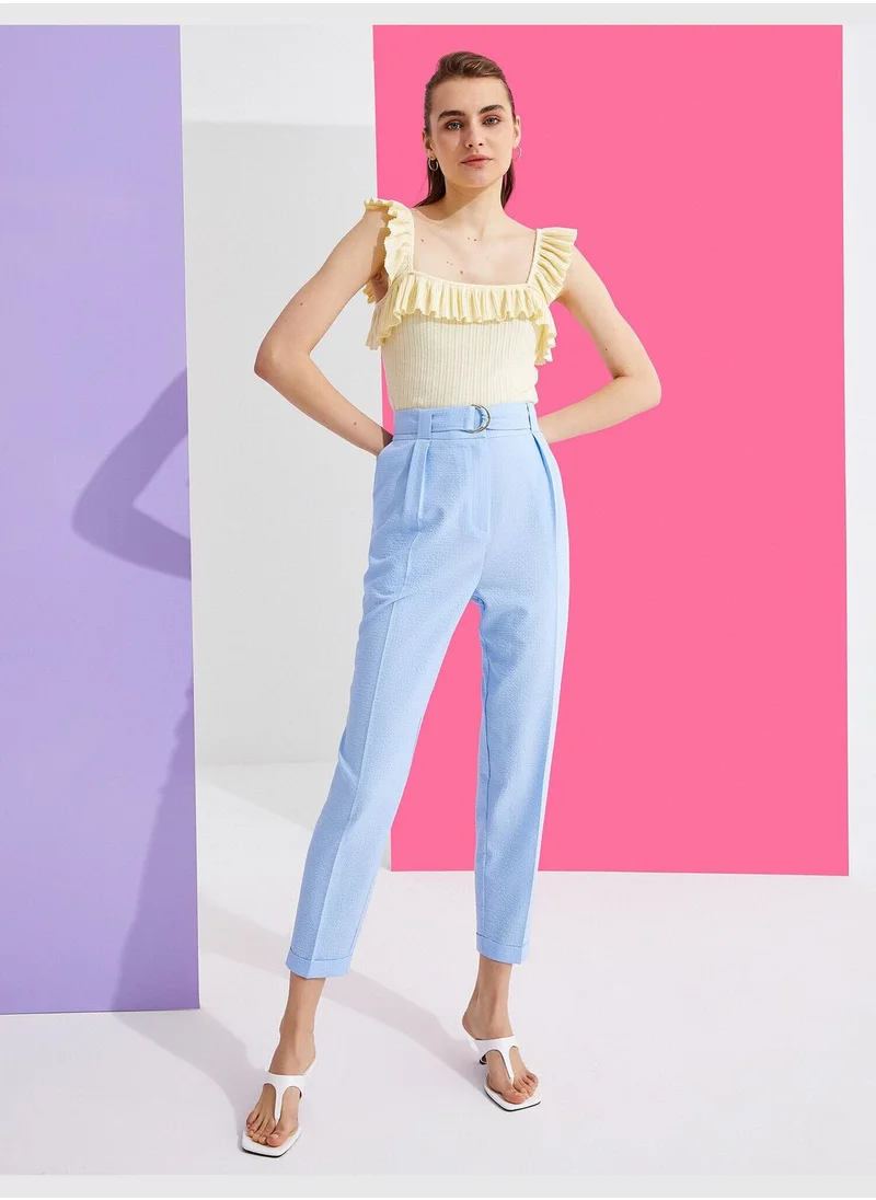 KOTON High Waist Trousers Belted